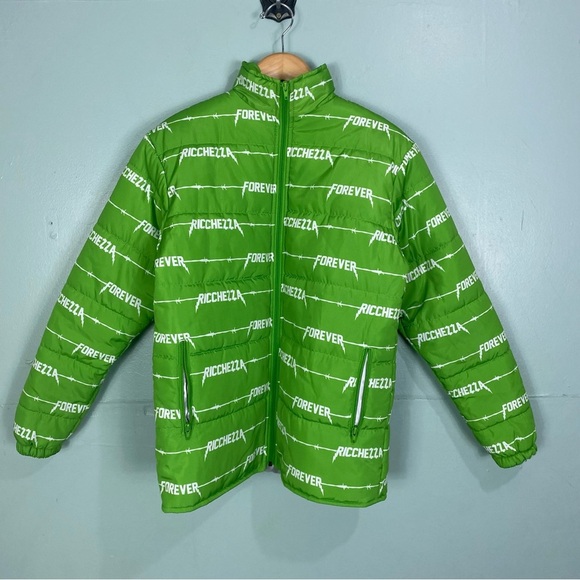 Ricchezza Forever‎ Green Zip Up Jacket Puffer Sz S - Picture 1 of 6